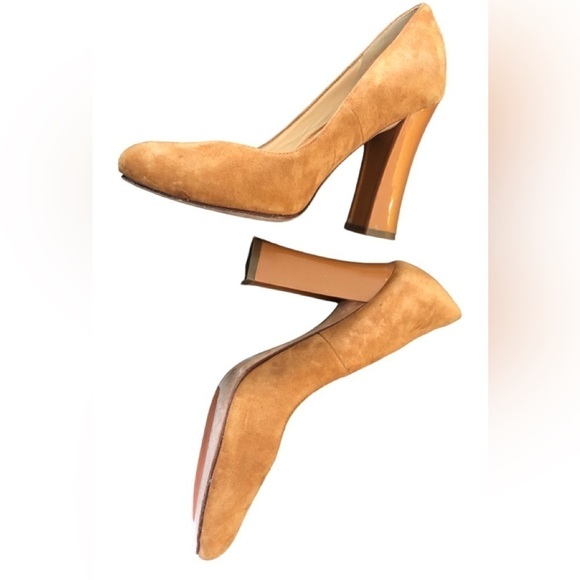 Cole Haan Chelsea Suede Womens Size 6B Pumps Heels Shoes CAMELLO 4” Chunky Heel - Picture 10 of 11